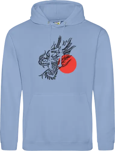 Japanese Dragon Red Sunset Stipple Tattoo
