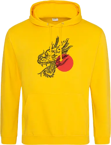 Japanese Dragon Red Sunset Stipple Tattoo