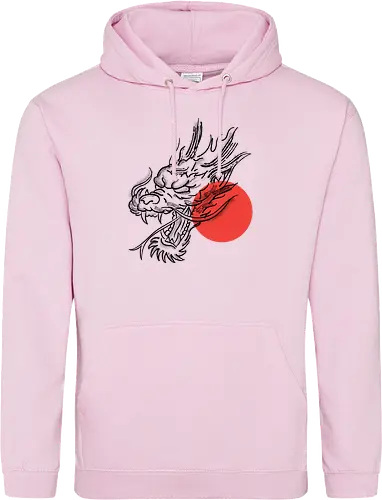 Japanese Dragon Red Sunset Stipple Tattoo