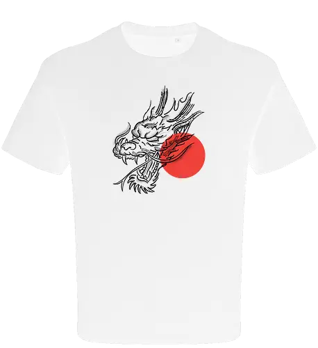 Japanese Dragon Red Sunset Stipple Tattoo