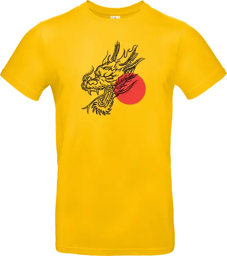 Japanese Dragon Red Sunset Stipple Tattoo