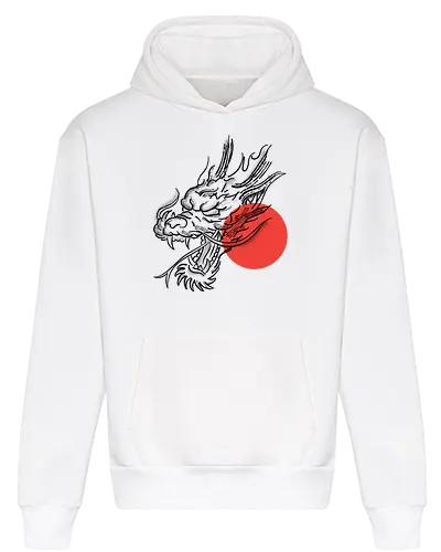 Japanese Dragon Red Sunset Stipple Tattoo