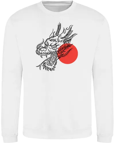 Japanese Dragon Red Sunset Stipple Tattoo