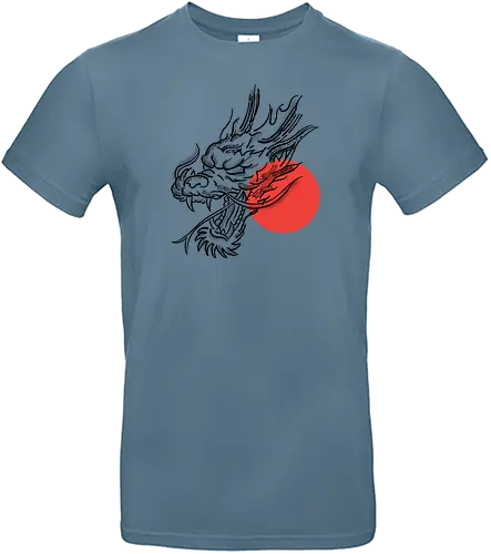 Japanese Dragon Red Sunset Stipple Tattoo - beast, Drachen, Tier, Wütender, europäischer, Drache, dragon, gift, legendary, magical, legendär, monster, mystery, mythical, red dragon, year of the dragon, illustronii, aesthetic, angry dragon, anime, asian dragon, illustration, tattoo, dragons, Fantasie, european dragon, fantasy, flying - Standard T-Shirt