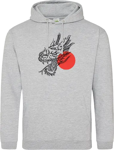 Japanese Dragon Red Sunset Stipple Tattoo