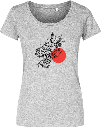 Japanese Dragon Red Sunset Stipple Tattoo
