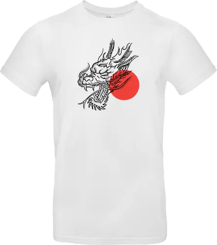 Japanese Dragon Red Sunset Stipple Tattoo