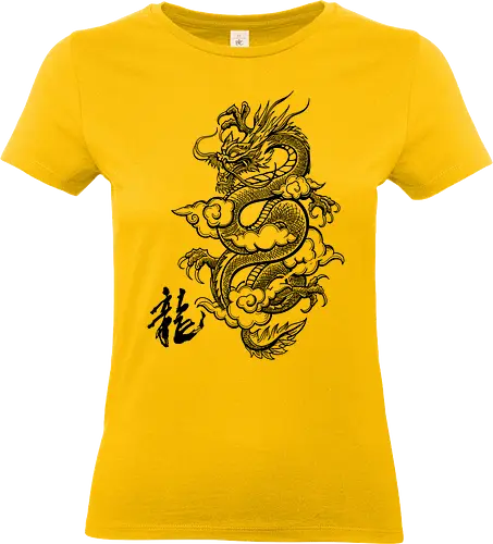 Japanese Dragon Tattoo - aesthetic, angry dragon, anime, asian dragon, beast, Drachen, Tier, Wütender, europäischer, Drache, dragon, illustration, tattoo, dragons, Fantasie, european dragon, fantasy, flying, gift, legendary, magical, legendär, monster, mystery, mythical, red dragon, year of the dragon, illustronii - Standard T-Shirt (Women)