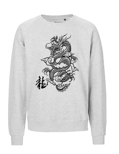 Japanese Dragon Tattoo - aesthetic, angry dragon, anime, asian dragon, beast, Drachen, Tier, Wütender, europäischer, Drache, dragon, illustration, tattoo, dragons, Fantasie, european dragon, fantasy, flying, gift, legendary, magical, legendär, monster, mystery, mythical, red dragon, year of the dragon, illustronii - Fairtrade Sweatshirt