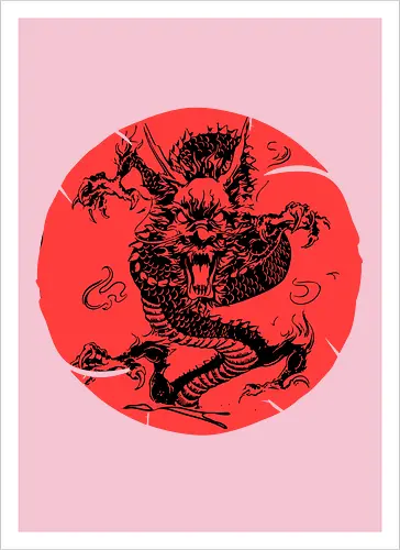 Japanese Dragon Red Sunset Tattoo 