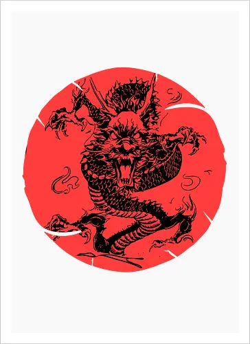 Japanese Dragon Red Sunset Tattoo 