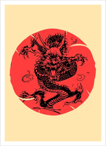 Japanese Dragon Red Sunset Tattoo 