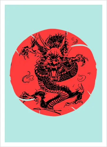 Japanese Dragon Red Sunset Tattoo 