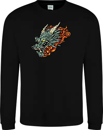 Green Asian Dragon Head Tattoo