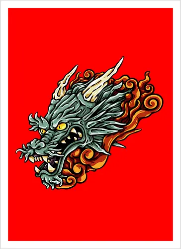 Green Asian Dragon Head Tattoo