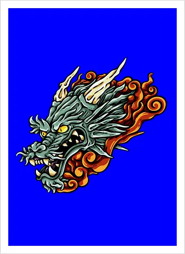Green Asian Dragon Head Tattoo