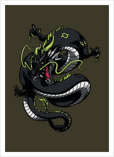 Black Japanese Dragon Tattoo