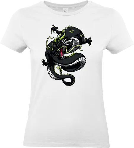 Black Japanese Dragon Tattoo - Drache, dragon, illustration, tattoo, dragons, Fantasie, european dragon, fantasy, flying, gift, legendary, magical, legendär, monster, mystery, mythical, red dragon, year of the dragon, illustronii, aesthetic, angry dragon, anime, asian dragon, beast, Drachen, Tier, Wütender, europäischer - Standard T-Shirt (Women)