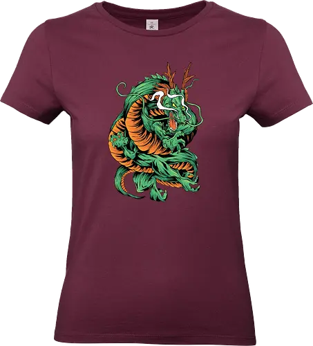 Angry Japanese Dragon Tattoo - legendär, monster, mystery, mythical, red dragon, year of the dragon, illustronii, aesthetic, angry dragon, anime, asian dragon, beast, Drachen, Tier, Wütender, europäischer, Drache, dragon, illustration, tattoo, dragons, Fantasie, european dragon, fantasy, flying, gift, legendary, magical - Standard T-Shirt (Women)