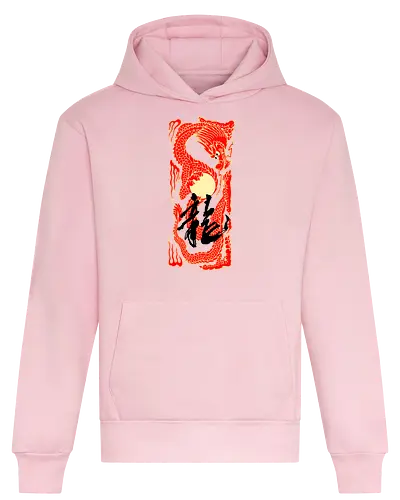 Japanese Dragon Sunset Tattoo - aesthetic, angry dragon, anime, asian dragon, beast, Drachen, Tier, Wütender, europäischer, Drache, dragon, illustration, tattoo, dragons, Fantasie, european dragon, fantasy, flying, gift, legendary, magical, legendär, monster, mystery, mythical, red dragon, year of the dragon, illustronii - Heavyweight Hoodie