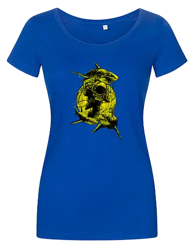 Astronaut Outer Space Deep Sea Diver Sharks Attack