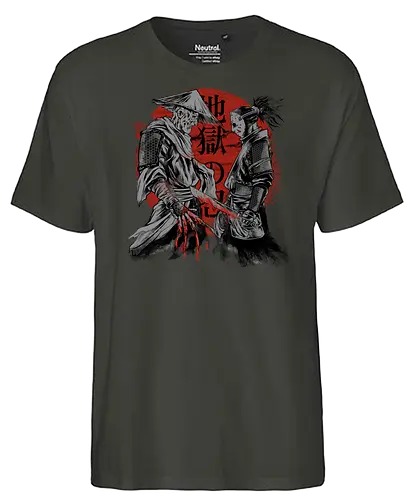 forbidden battle - samurai, ronin, shinobi, japanese, horror, halloween, jason, freddy - Fairtrade T-Shirt