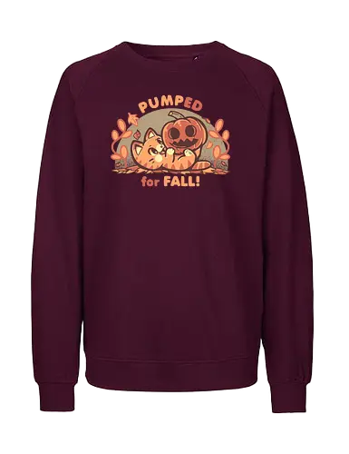 Pumped for Fall - herbst, kürbis, katze, aufgeregt, aufregung, jahreszeit, beste jahreszeit, feiertag, bester feiertag, kann nicht warten, fall, pumpkin, cat, autumn, excited, excitement, season, best season, holiday, best holiday, cant wait, Halloween, orange, palette, cute - Fairtrade Sweatshirt