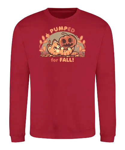 Pumped for Fall - herbst, kürbis, katze, aufgeregt, aufregung, jahreszeit, beste jahreszeit, feiertag, bester feiertag, kann nicht warten, fall, pumpkin, cat, autumn, excited, excitement, season, best season, holiday, best holiday, cant wait, Halloween, orange, palette, cute - Sweatshirt
