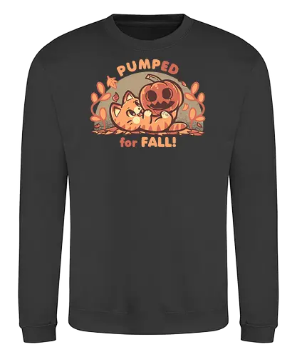 Pumped for Fall - herbst, kürbis, katze, aufgeregt, aufregung, jahreszeit, beste jahreszeit, feiertag, bester feiertag, kann nicht warten, fall, pumpkin, cat, autumn, excited, excitement, season, best season, holiday, best holiday, cant wait, Halloween, orange, palette, cute - Sweatshirt