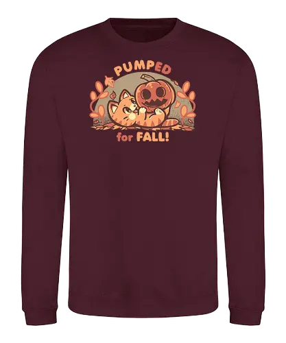 Pumped for Fall - herbst, kürbis, katze, aufgeregt, aufregung, jahreszeit, beste jahreszeit, feiertag, bester feiertag, kann nicht warten, fall, pumpkin, cat, autumn, excited, excitement, season, best season, holiday, best holiday, cant wait, Halloween, orange, palette, cute - Sweatshirt