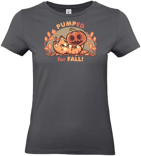 Pumped for Fall - herbst, kürbis, katze, aufgeregt, aufregung, jahreszeit, beste jahreszeit, feiertag, bester feiertag, kann nicht warten, fall, pumpkin, cat, autumn, excited, excitement, season, best season, holiday, best holiday, cant wait, Halloween, orange, palette, cute - Standard T-Shirt (Women)