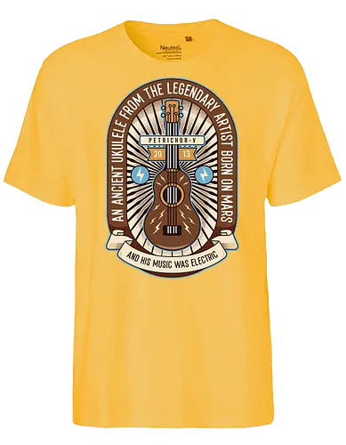 Space Ancient Ukulele - ukulele, monsters, space, providence, indie game, gaming, video games, gamer, roguelike, roguelite - Fairtrade T-Shirt