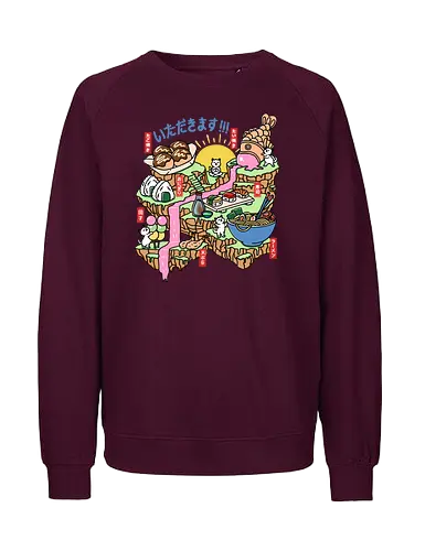 Itadakimasu  - itadakimasu, japanese food, ramen, noodles, taiyaki, takoyaki, onigiri, tempura, sushi, cats, funny - Fairtrade Sweatshirt