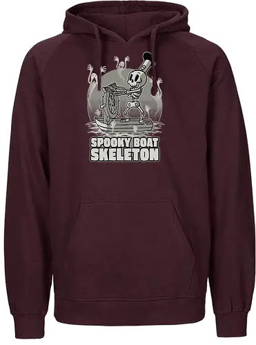 Spooky Boat Skeleton - steamboat, spooky, scary, halloween, internet, meme, memes, cartoon, retro, vintage, classic, cult, animation, underworld, skull, skeleton, ghost, dead, boat - Fairtrade Hoodie