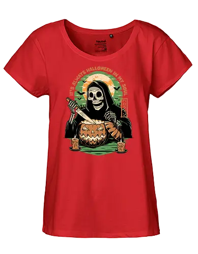 Halloween in my Soul - Halloween, holiday, october, spooky, trick or treat, Carve, Pumpkin Carving, Vintage, Retro Vintage, Scary, Spooky, Creepy, Bat, Skull, Graveyard, Grave, Skull, Skeleton, Pumpkin - Fairtrade Girl Shirt