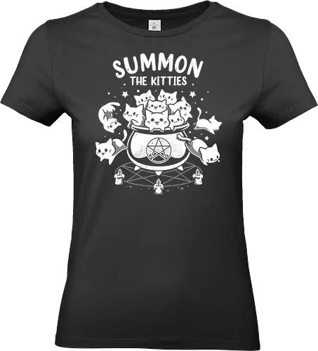 Summon The Kitties - cute cats, funny, witch, cauldron, magic, ritual, summoning, kittens, halloween, adorable - Standard T-Shirt (Women)