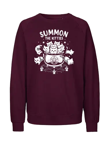 Summon The Kitties - cute cats, funny, witch, cauldron, magic, ritual, summoning, kittens, halloween, adorable - Fairtrade Sweatshirt