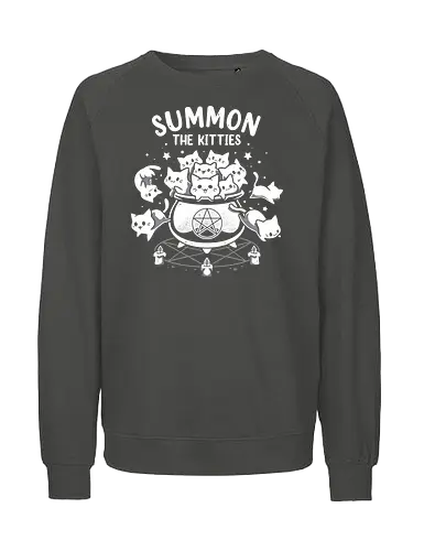Summon The Kitties - cute cats, funny, witch, cauldron, magic, ritual, summoning, kittens, halloween, adorable - Fairtrade Sweatshirt
