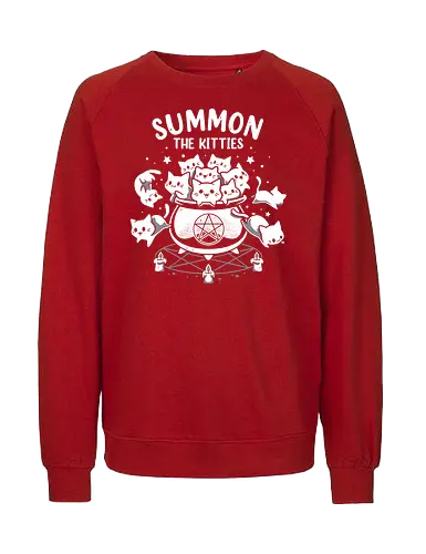Summon The Kitties - cute cats, funny, witch, cauldron, magic, ritual, summoning, kittens, halloween, adorable - Fairtrade Sweatshirt