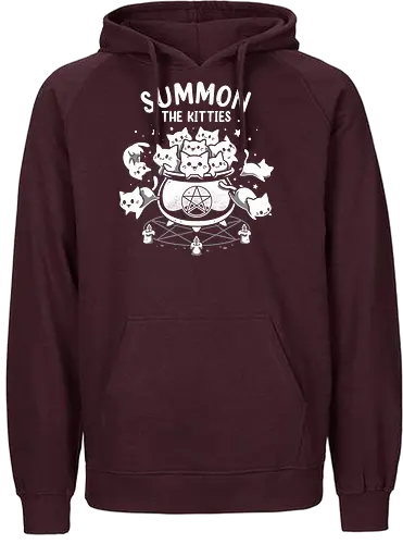 Summon The Kitties - cute cats, funny, witch, cauldron, magic, ritual, summoning, kittens, halloween, adorable - Fairtrade Hoodie
