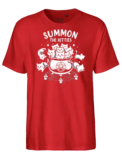 Summon The Kitties - cute cats, funny, witch, cauldron, magic, ritual, summoning, kittens, halloween, adorable - Fairtrade T-Shirt