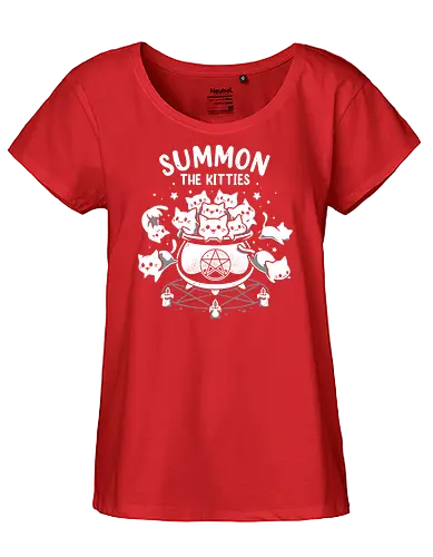 Summon The Kitties - cute cats, funny, witch, cauldron, magic, ritual, summoning, kittens, halloween, adorable - Fairtrade Girl Shirt