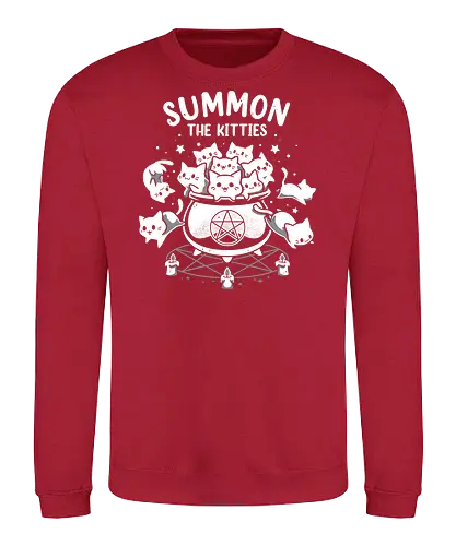 Summon The Kitties - cute cats, funny, witch, cauldron, magic, ritual, summoning, kittens, halloween, adorable - Sweatshirt