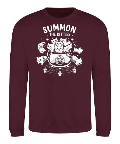 Summon The Kitties - cute cats, funny, witch, cauldron, magic, ritual, summoning, kittens, halloween, adorable - Sweatshirt