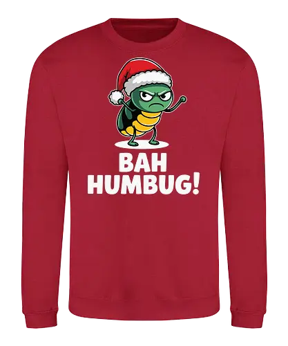 BAH HUMBUG - christmas, grumpy, insect, santa hat, holiday, humor, cartoon, festive, displeased - Sweatshirt
