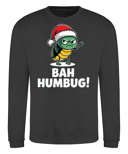 BAH HUMBUG - christmas, grumpy, insect, santa hat, holiday, humor, cartoon, festive, displeased - Sweatshirt