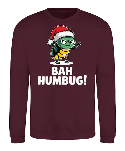 BAH HUMBUG - christmas, grumpy, insect, santa hat, holiday, humor, cartoon, festive, displeased - Sweatshirt