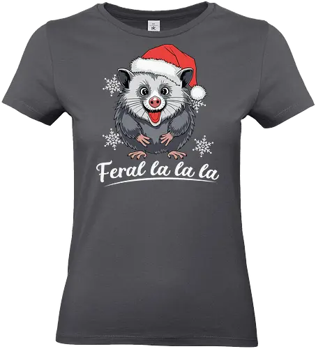 cheerful possum - possum, santa hat, christmas, snowflakes, holiday, cheerful, cute, wildlife, festive, humorous - Standard T-Shirt (Women)