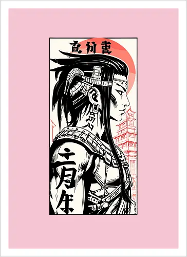 Poster japanisches Mädchen Kanji