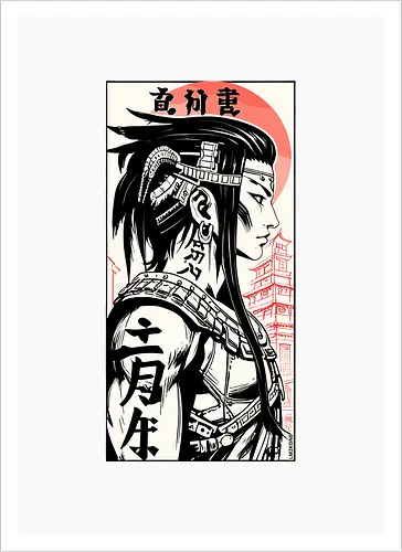 Poster japanisches Mädchen Kanji